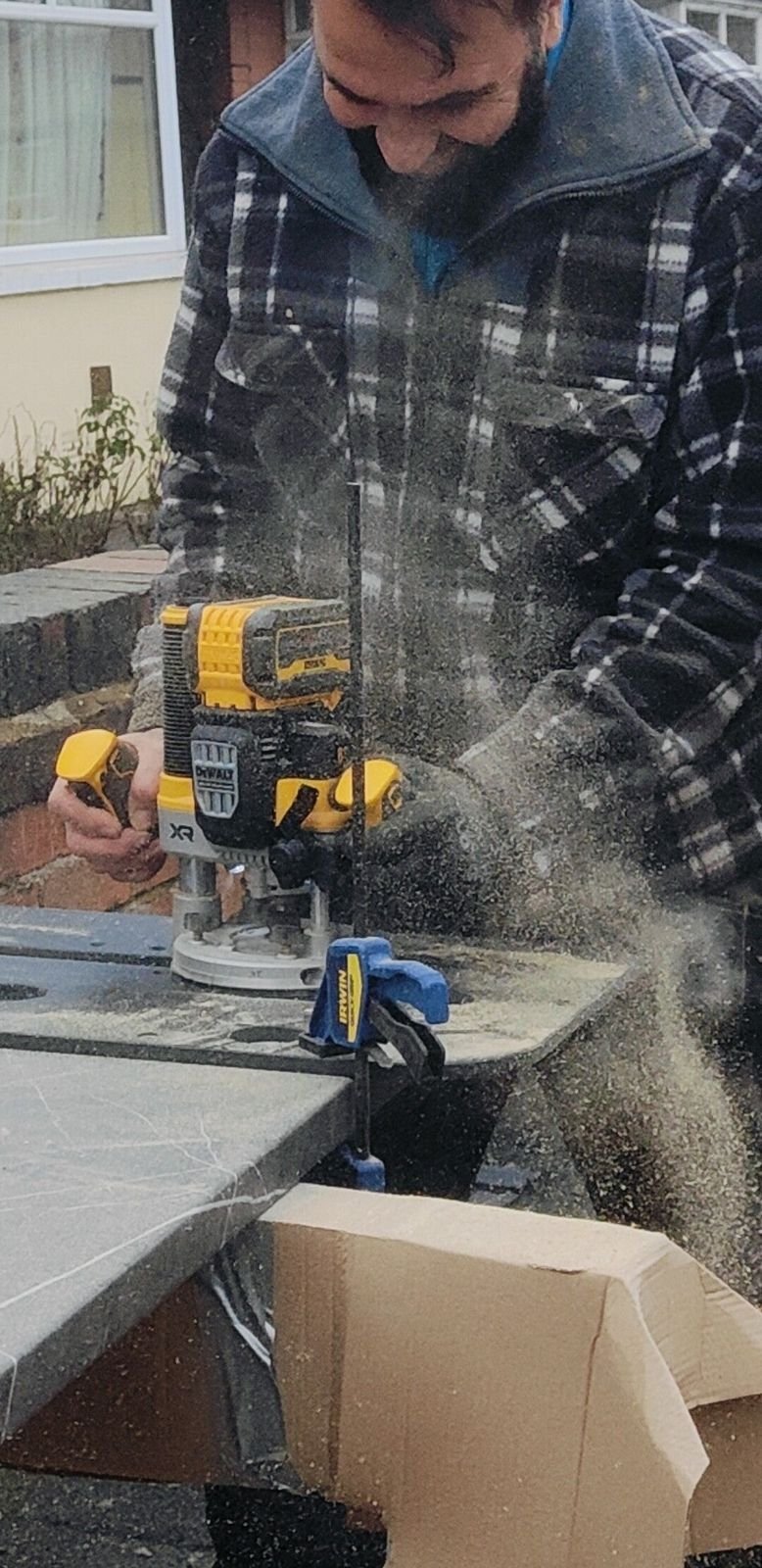 Routing a worktop on site