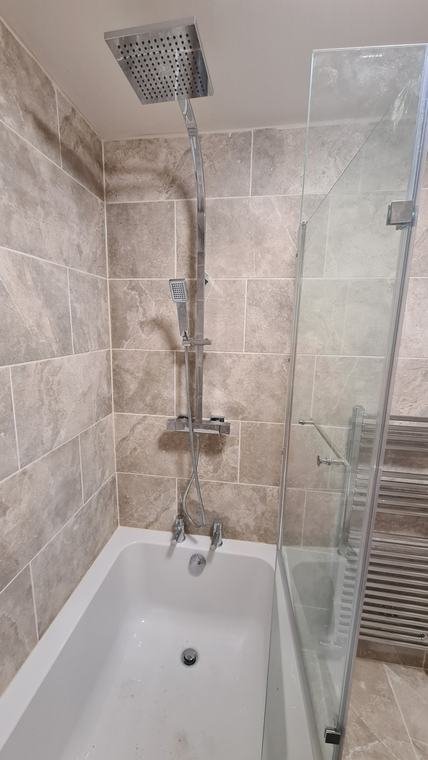 Rainfall shower over the bath
